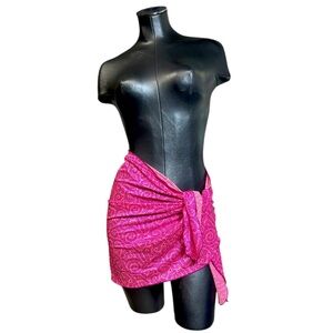 Vintage Hot Pink Swim Full Wrap Cover Skirt Sarong Wrap for Women Bottoms Sia